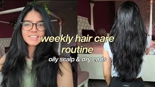 Thumbnail: *UNSPONSORED* weekly hair care routine | oily scalp & dry ends