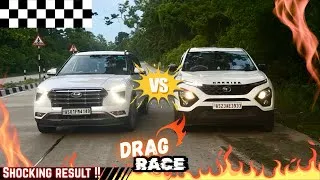 Thumbnail: HARRIER DIESEL🔥VS CRETA PETROL😈—DRAG RACE -2025