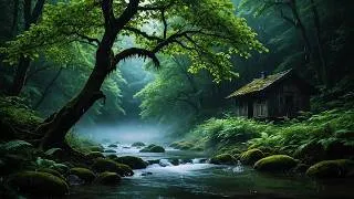 Thumbnail: Mountain Small Waterfall, Forest Sounds, Birdsong Calm Stream Sounds