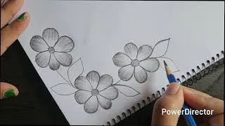 Thumbnail: Easy Flowers Drawing For Project Work || Border Design For School Project || Pencil Shading #art 