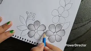 Thumbnail: Easy Flowers Drawing For Project Work || Border Design For School Project || Pencil Shading #design 