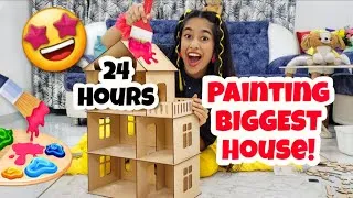 Thumbnail: Painting on BIGGEST House in 24 HOURS!🏡🤩💕 | PART-1 | Riya's Amazing World
