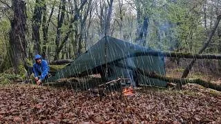 Thumbnail: SOLO CAMPING and BUSHCRAFT in Heavy Rain | Forest Rain ASMR