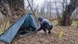 Thumbnail: SOLO BUSHCRAFT CAMPING in Heavy Rain | Forest Survival ASMR