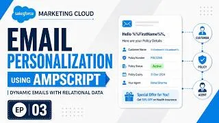 Thumbnail: SFMC Insurance Project Email Personalisation using AMPScript | LookupRows, Dynamic Content | Ep.3