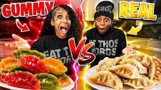 Thumbnail: GUMMY VS REAL CHALLENGE 😱!! 
