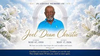 Thumbnail: JOEL DEAN CHRISTIE  THANKSGIVING SERVICE | JUNE 27, 2026