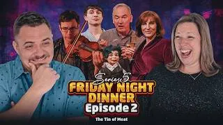 Thumbnail: Val, Martin, and The Tin of Meat! 😲 Americans React to Friday Night Dinner S5E2
