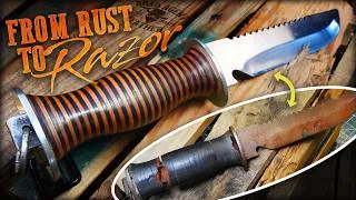 Thumbnail: Restoring a WWII-vintage EGW Knife with a Custom Leather-Stacked Handle
