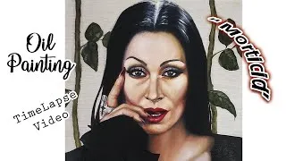 Thumbnail: OIL PAINTING TIME-LAPSE - Morticia Addams Portrait - Addams Family