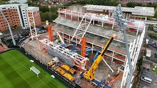 Thumbnail: Wrexham AFC Kop Stand update - preparing for lifting the roof truss.