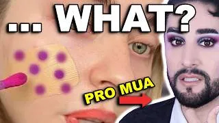 Thumbnail: Reacting to terrible Makeup "Experiments" 😩 !!!.. | PRO MUA Reacts to makeup hacks!!