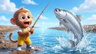 Thumbnail: 🐒🎣 Monkey Goes Fishing and Catches a HUGE Fish! | Funny Monkey Adventure