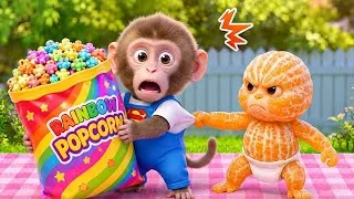 Thumbnail: Monyet Mono Imut Berhasil Membuat Popcorn Mentega Panas, Dingin & Pelangi untuk Bayi Jeruk dan Teman