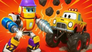 Thumbnail: Robot Excavator Cleans the Road 🚧 Robofuse 🤖 Car Cartoons for Kids