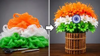 Thumbnail: Don't Throw Away Plastic Bags - Make This Stunning Tricolor Flower Vase - Independence Day DIY