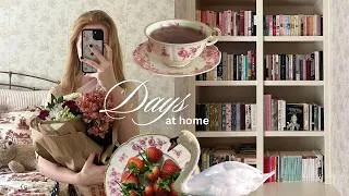 Thumbnail: soft spring days 🕊️ organizing my bookshelf, journaling, & floral arrangements