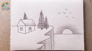 Thumbnail: Easy Sunset Scenery Pencil Drawing Tutorial | Simple Nature Landscape