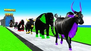 Thumbnail: Paint Animals Mammoths Elephants and Cow cartoon Size Comparison Fountain Crossing Animal Transforma