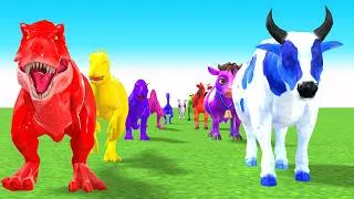 Thumbnail: Paint Animals Cow Cartoon Buffalo Ox Zebu Banteng T Rex Dinosaurs Fountain Crossing Animal Transfor
