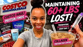 Thumbnail: Tirzepatide Maintenance Shot Day 💉 Maintaining 60+ LBS Lost! Costco Protein Haul & New Finds