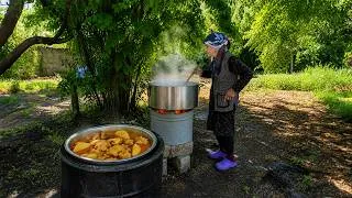 Thumbnail: Relaxing Country Life: Cooking Traditional Dovga and Bozbash on a Rustic Campfire