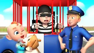 Thumbnail: Police Rescue Rob & Puppy! Bad Thief Goes to Jail! 👮🚔🐶| Rosoo Nursery Rhymes & Kids Songs