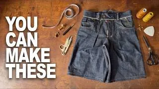Thumbnail: Raw Selvedge Denim Shorts — Full POV Build Start to Finish