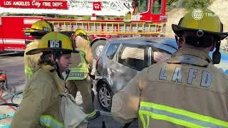 Thumbnail: 2 Vehicle Crash Involving Tree Sends Driver To Hospital Bell Canyon #lafd 