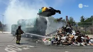 Thumbnail: Trash Truck Fire Extinguished By LAFD In West Hills