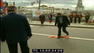 Thumbnail: Russian Flag Day in Moscow 22 August 1999 Russian Anthem (Patriotic Song) Flag Raising + Protests