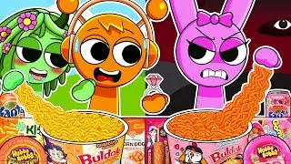 Thumbnail: ASMR Mukbang Chaos at the Convenience Store! | Oren & Pinki | Incredibox Sprunki