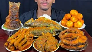 Thumbnail: Eating Spicy Two Whole Rohu Fish Curry,Beef Brain,Fish Fry,Egg,Chicken Feet With Rice || Asmr Show