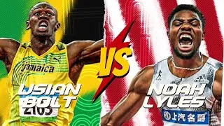 Thumbnail: Noah Lyles vs Usain Bolt Can Noah Lyles Break Usain Bolt's 200m 19:31 World Record?