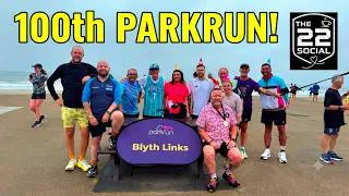 Thumbnail: Party Hats, PBs & 100 Parkruns! 🥳 Blyth Links Parkrun Vlog