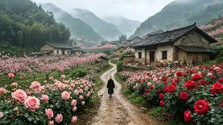 Thumbnail: A Chinese Mountain Village Buried in Roses on a Rainy Day, Pure Fairyland on Earth