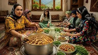 Thumbnail: A Day in Rural Iran | Grandma Washes Carpets, Girls Cook Bean Rice & Forest Traditions 🌧️🏡