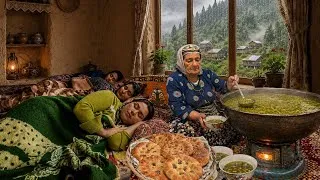 Thumbnail: The Hard Life of Village Girls in Iran| Walking Through Rain, Baking Uzbek Bread & Feeding Animals 🔥