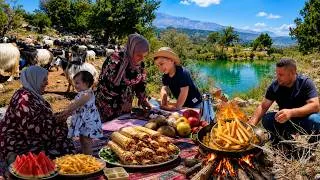 Thumbnail: 🏔️ Mountain Picnic & Authentic Tripoli Shawarma 🌯 | Outdoor Cooking on Wood Fire 🔥 ASMR 🎧