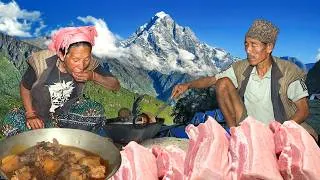 Thumbnail: Landslide Survival in Nepal | Daily Life & Traditional Pork Soup cooking & eating