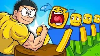 Thumbnail: Nobita Arm Wrestling Challenge in Roblox 😆