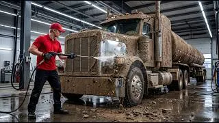 Thumbnail: Cleaning the World's Dirtiest Peterbilt Tanker | 30cm Thick Mud Crust ASMR