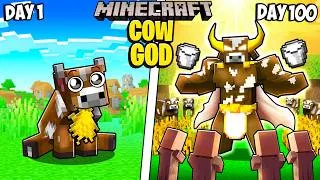 Thumbnail: I Survived 100 Days as a COW GOD in Minecraft!