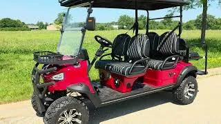Thumbnail: Red V3 Electric Golf Cart 6 Seater Limo With Many Available Options - 30MPH