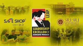 Thumbnail: “Where Leadership Meets Opportunity.LEAP 2026 at Sri Sri University. 🚀”.
