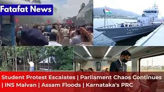 Thumbnail: Student Protest Escalates | Parliament Chaos Continues | INS Malvan | Assam Floods | Karnataka's PRC
