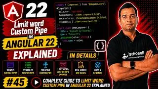 Thumbnail: Limit word Custom Pipes in Angular 22 Explained in Details  | Angular 22 complete course