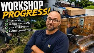Thumbnail: The road back to boat work: Cutting trees, picking up plywood, and 240V in the shop. Ep. 691