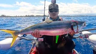 Thumbnail: First RAINBOW RUNNER on my tiny Kayak! | HAWAII CATCH COOK CREATE