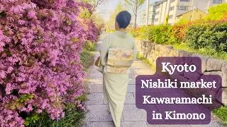 Thumbnail: I walk through Nishiki market, along Kamo river and into a temple with street food in full kimono!